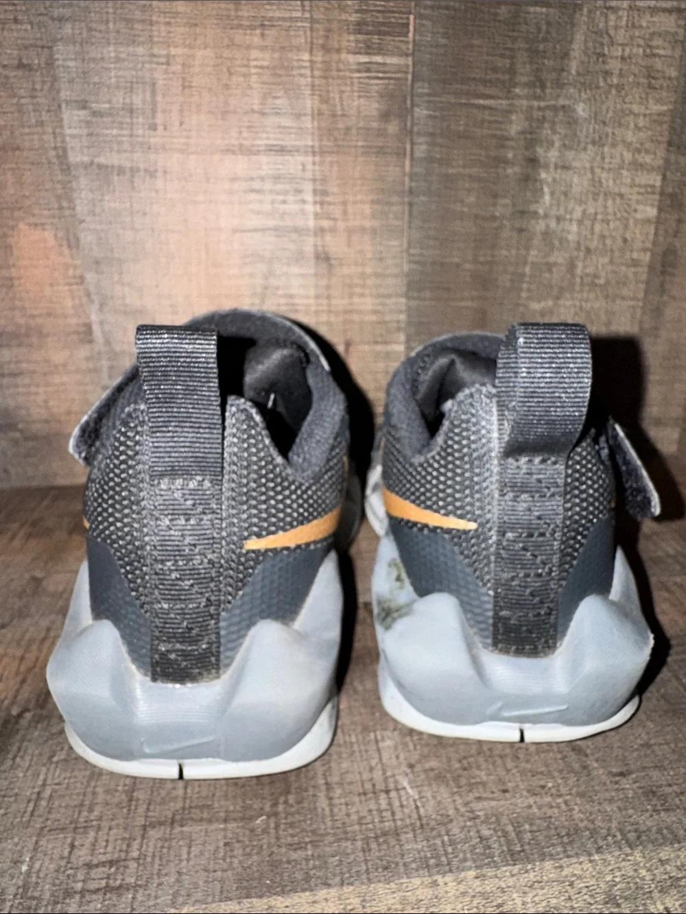 Nike Kids Black and Gold Basketball Sneakers with Strap-size 12